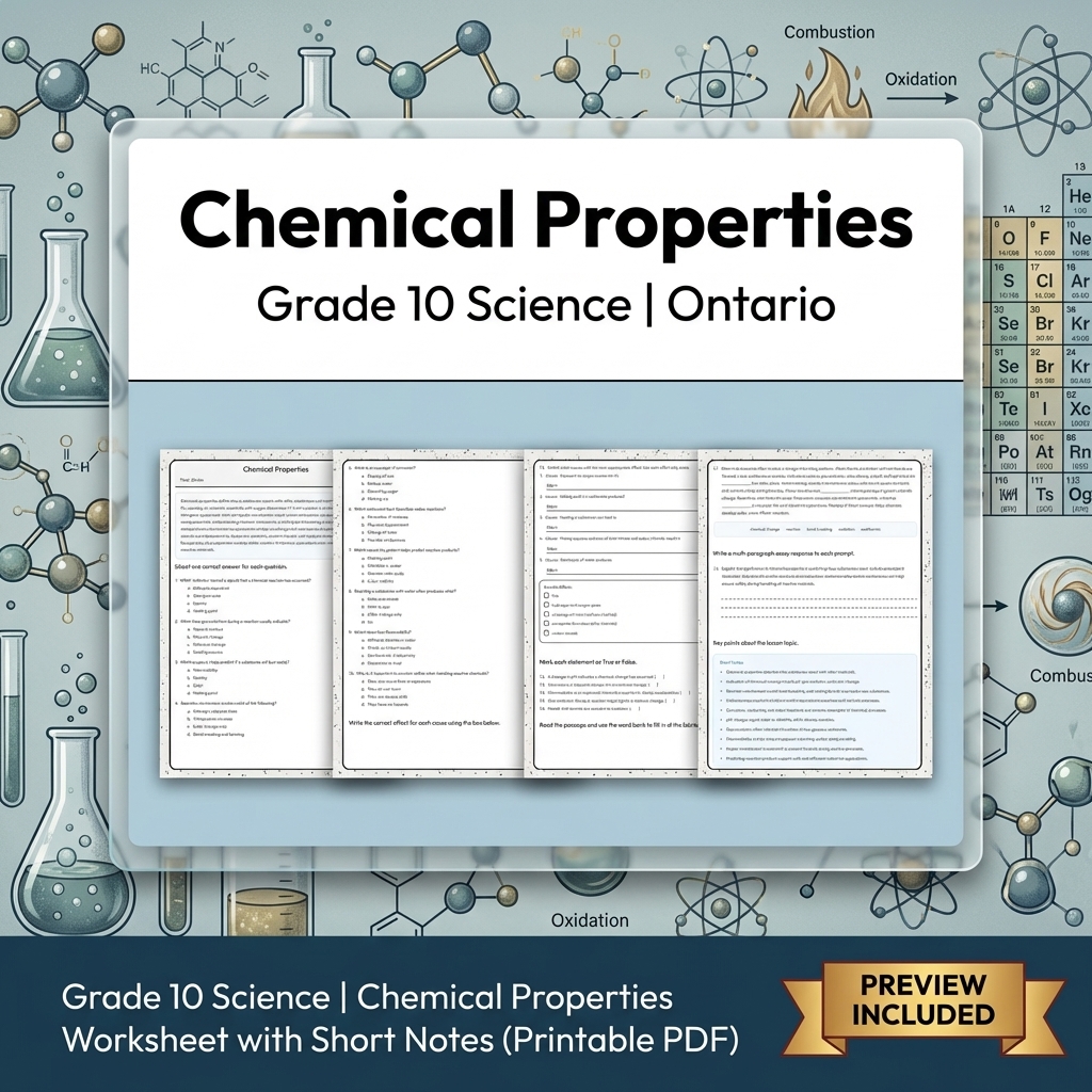 Grade 10 Science Lesson Group Bundle with Ontario Framework — included worksheet 7