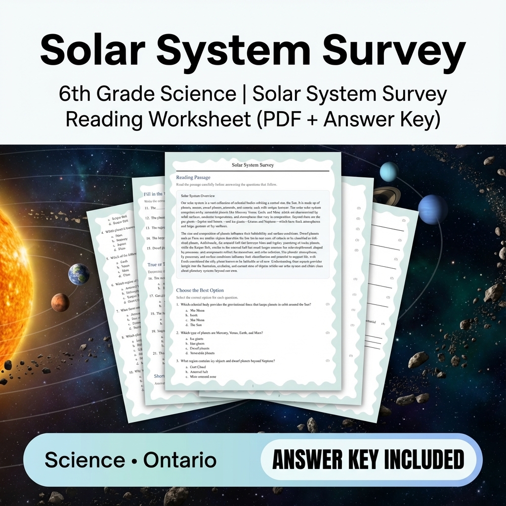 Grade 6 Science Unit | Solar System, Satellites & Celestial Mechanics Worksheet — included worksheet 7
