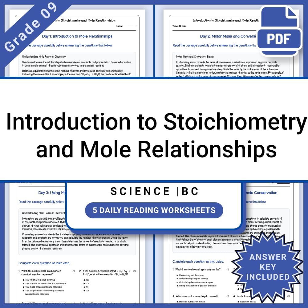 Grade 9 Science Lesson Group BC Framework | Chemistry, Physics, and More — included worksheet 13