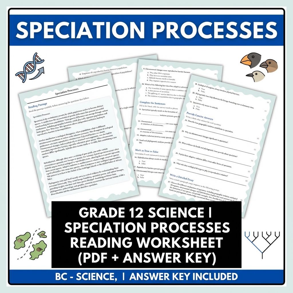 Grade 12 Science | Speciation Processes Reading Worksheet (PDF + Answer Key)
