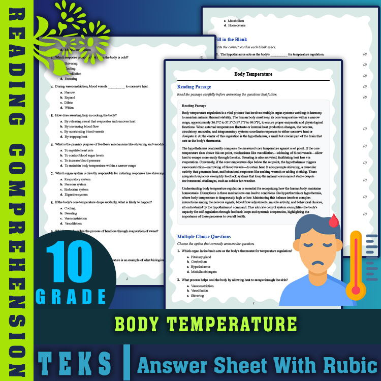 Grade 10 Science reading worksheets worksheet — Grade 10 Science | Body Temperature Reading Worksheet with PDF Answer Key…