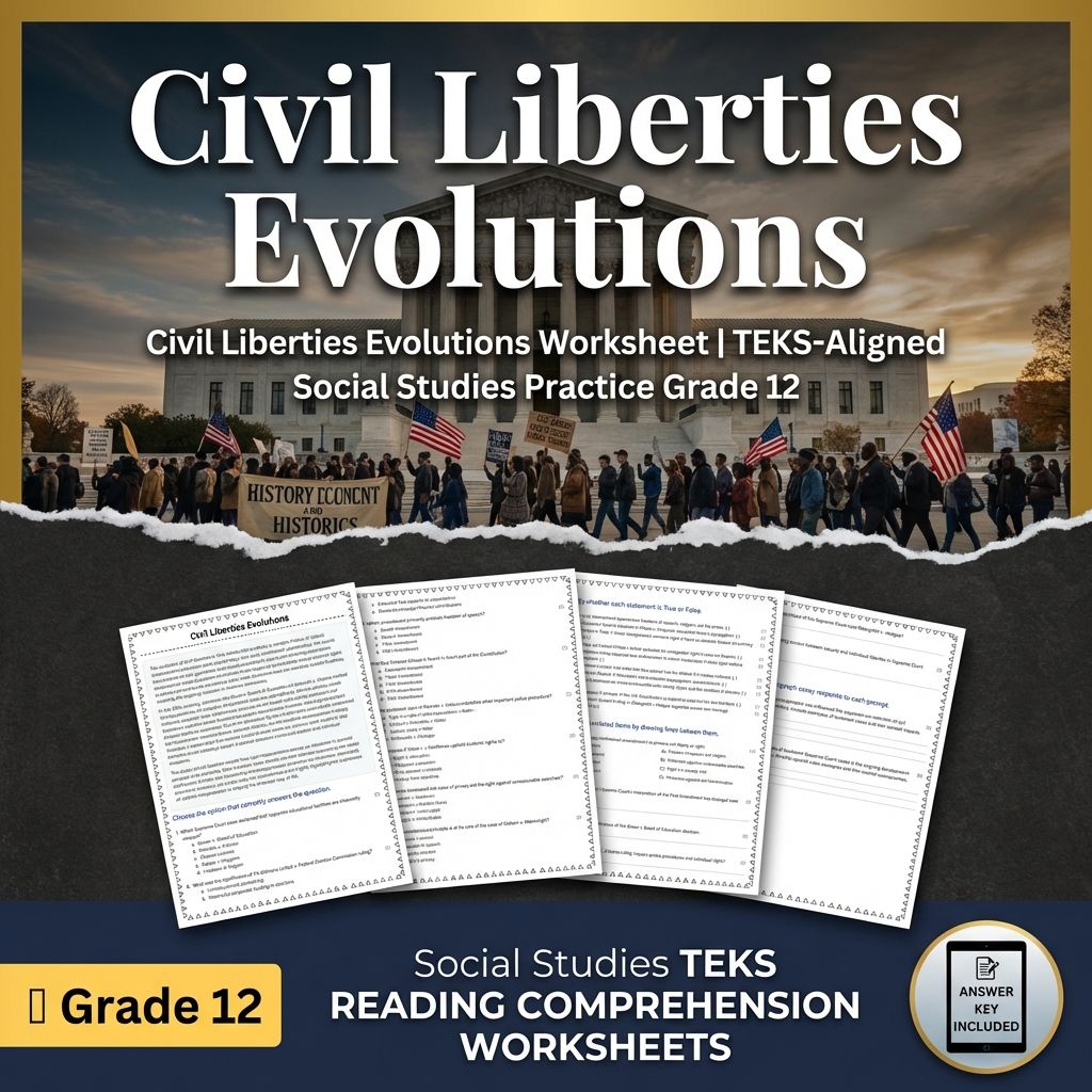 Civil Liberties Evolutions Worksheet | TEKS-Aligned Social Studies Practice Grade 12