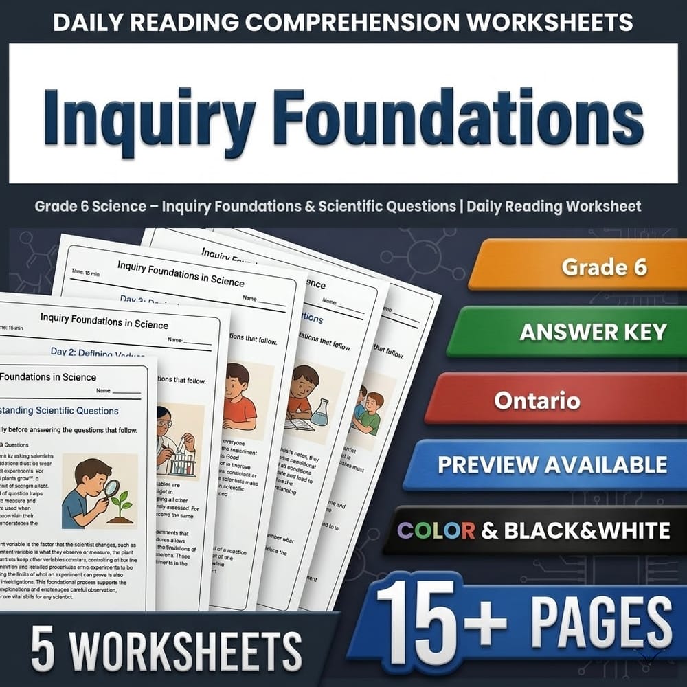 Science Grade 6 Daily Reading Worksheets Bundle | Ontario Framework — included worksheet 7