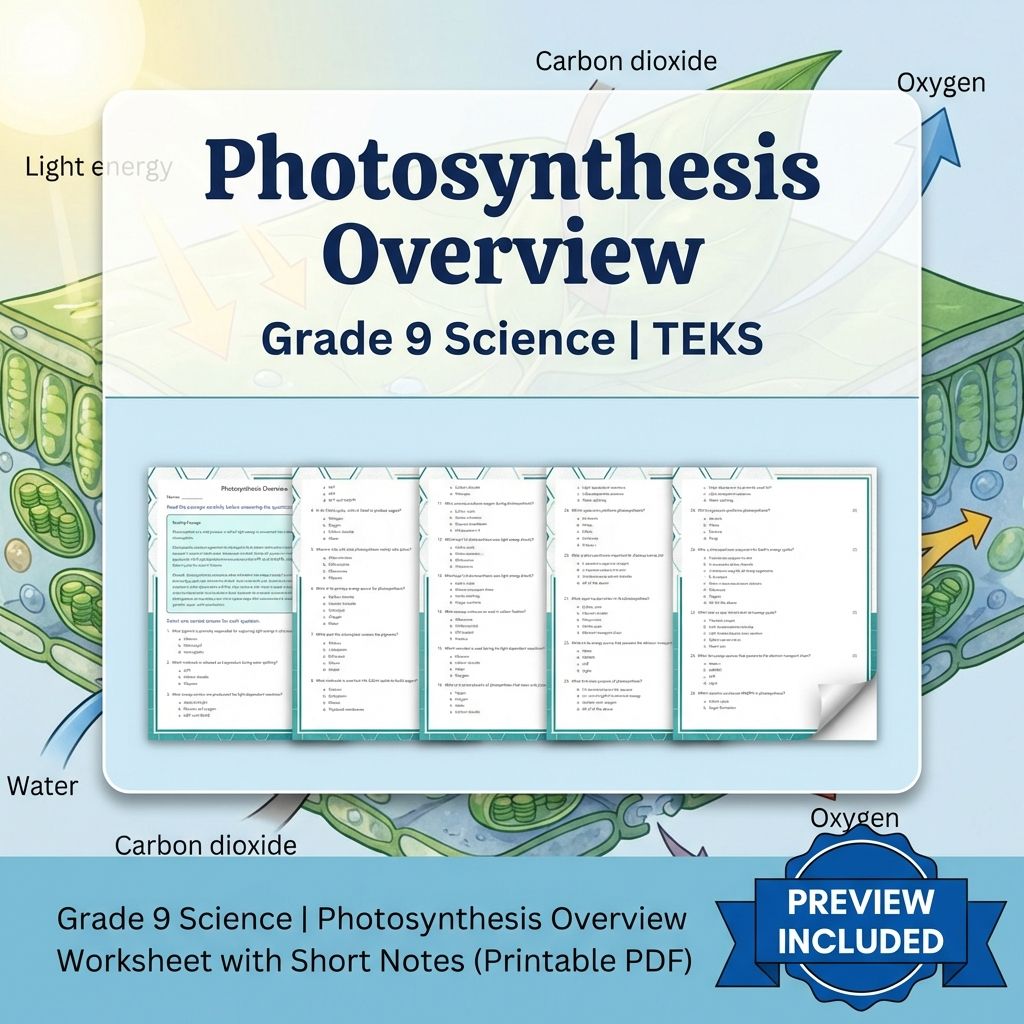 Grade 9 Science Worksheet Bundle: Cell Biology, Genetics & Ecology (Collection) — included worksheet 39