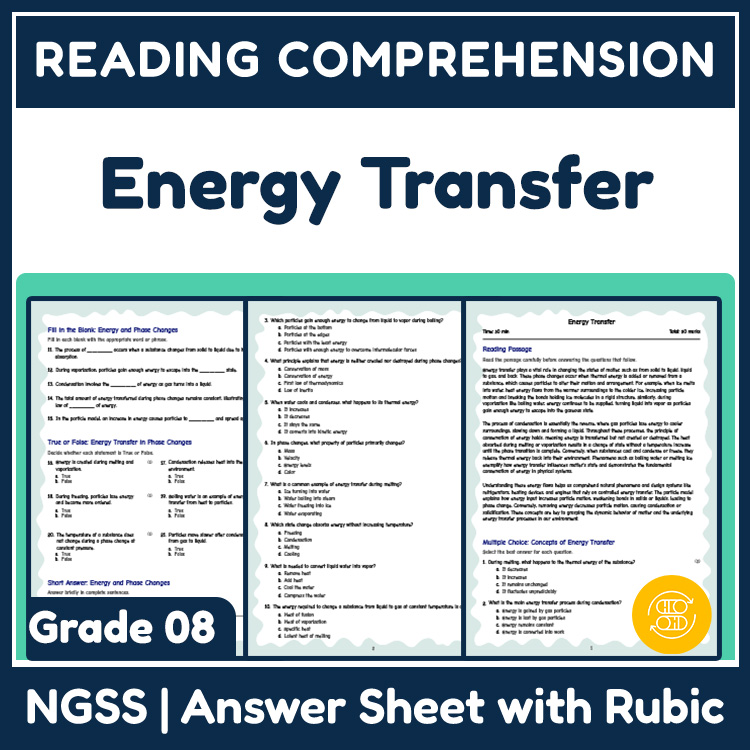 Grade 8 Science reading worksheets worksheet — 8th Grade Science | Energy Transfer Reading Worksheet (Answer Key Included)…