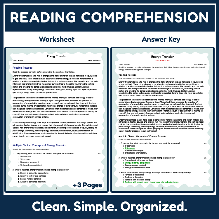 Grade 8 Science reading worksheets worksheet — 8th Grade Science | Energy Transfer Reading Worksheet (Answer Key Included)…