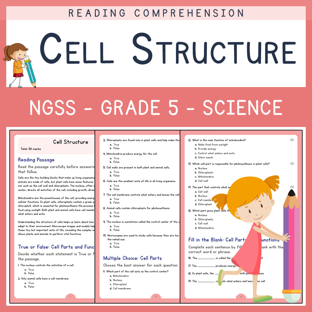 Grade 5 Science worksheets for primary grades worksheet — Grade 5 Science | Cell Structure Worksheet ( PDF ) | NGSS-Aligne…