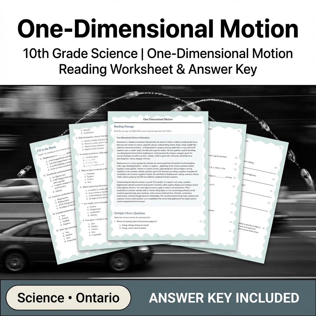 Grade 10 Science Unit Bundle – Motion, Forces & Mechanics (Answer Keys Included) — included worksheet 9