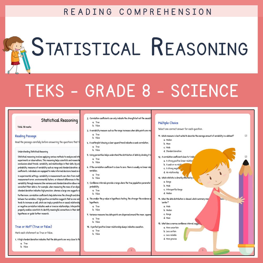 Grade 8 Science worksheet elena worksheet — Grade 8 Science | Statistical Reasoning Worksheet | TEKS Alignment — page 1