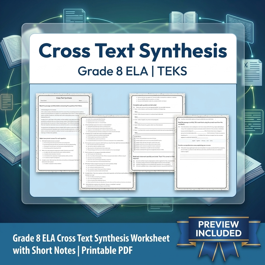 Grade 8 Evidence & Grammar ELA Full-Year Bundle TEKS — included worksheet 35