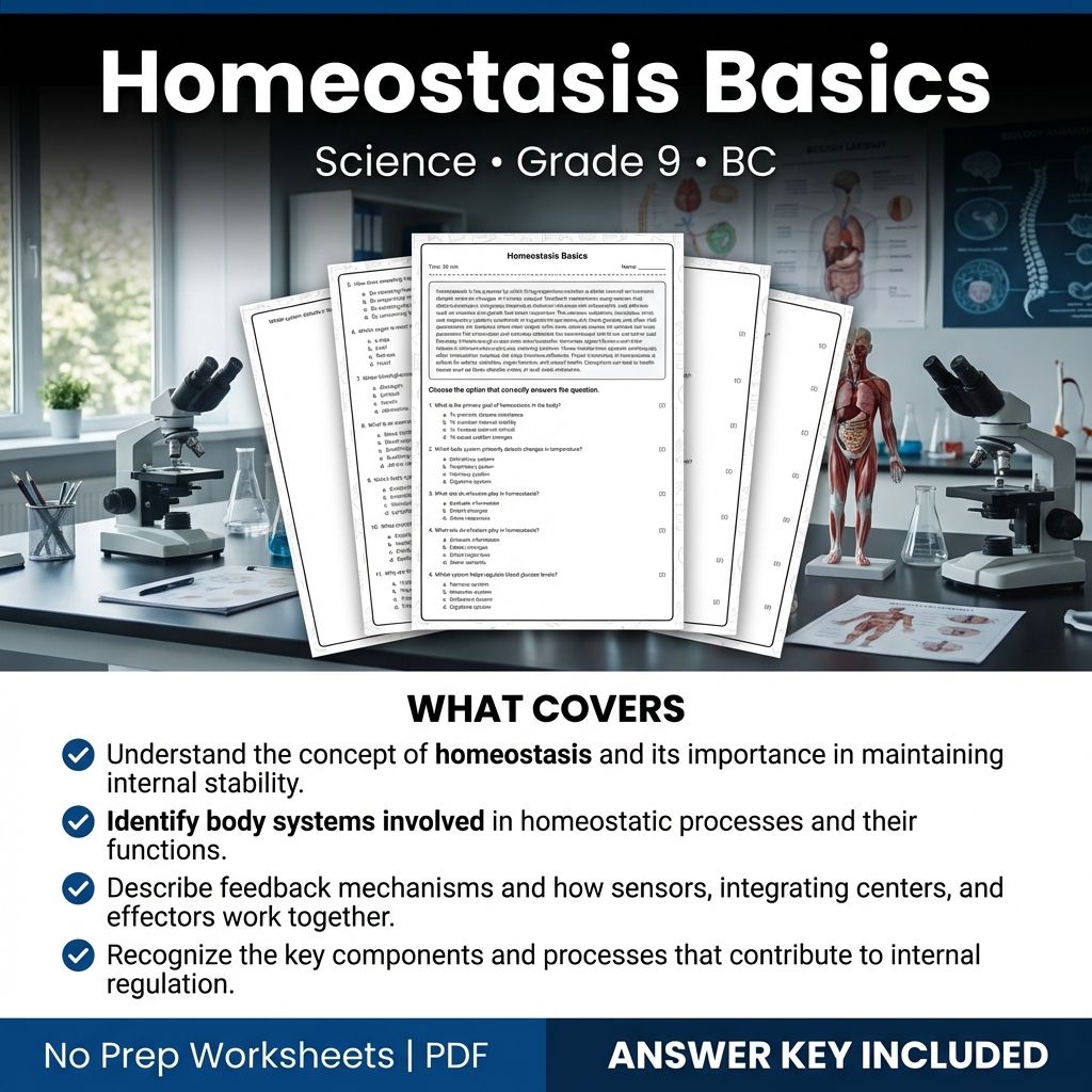 Grade 9 Science worksheet — Homeostasis Basics Worksheet for Grade 9 Science | BC Standards