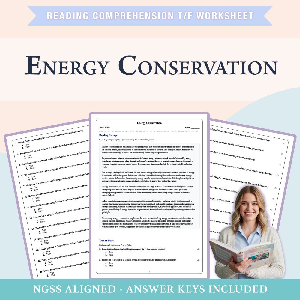 Grade 8 Science reading comprehensions true or false worksheet worksheet — 8th Grade Science | Energy Conservation Workshe…
