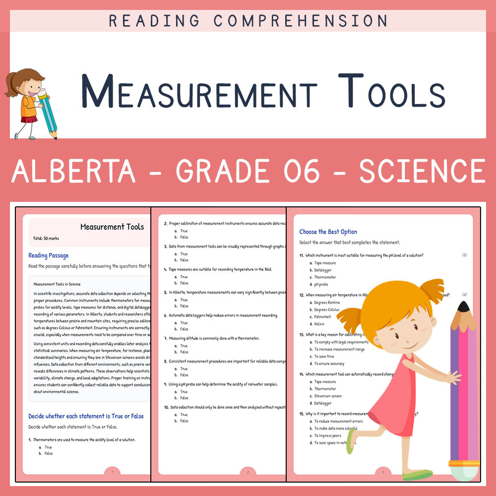 Grade 6 Science worksheet elena worksheet — Grade 6 Science assessment | Measurement Tools Worksheet Elena | Alberta — page 1