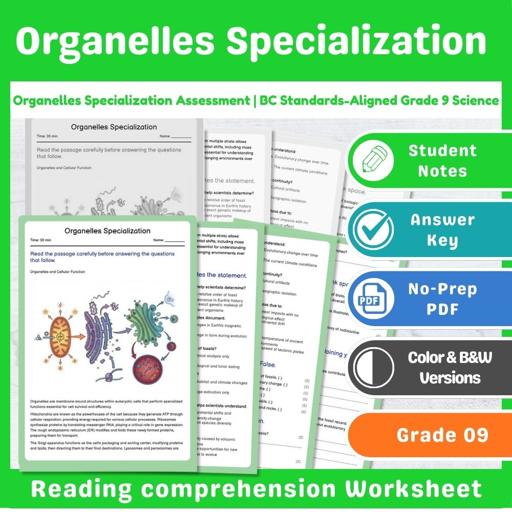 Grade 9 Science | Biological Systems Assessment – BC Standards-Aligned Unit — included worksheet 14