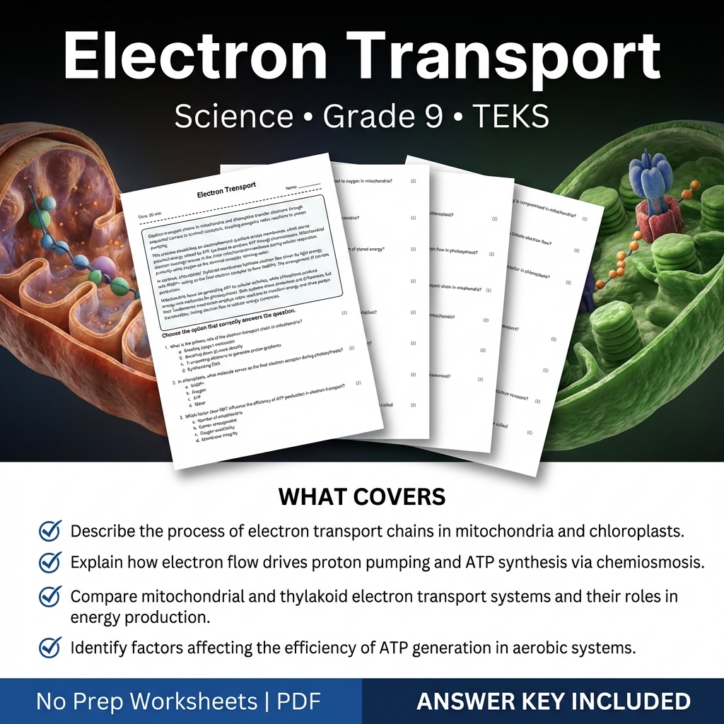 Electron Transport Worksheet for Grade 9 Science | TEKS-Aligned Practice