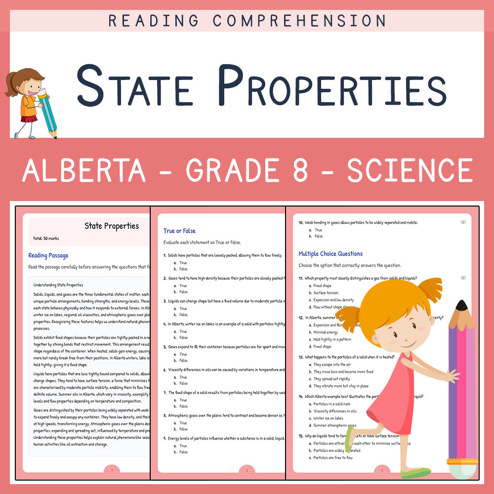 Grade 8 Science worksheet elena worksheet — Grade 8 Science | State Properties Worksheet Elena | Alberta Standard — page 1
