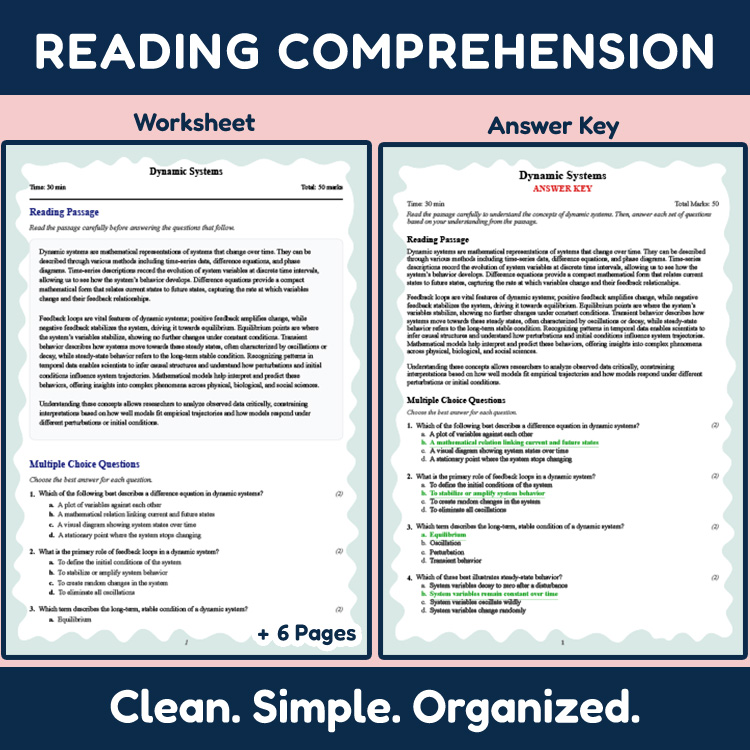 Grade 9 Science reading worksheets worksheet — 9th Grade Science | Dynamic Systems Reading Worksheet & Answer Key (PDF) —…
