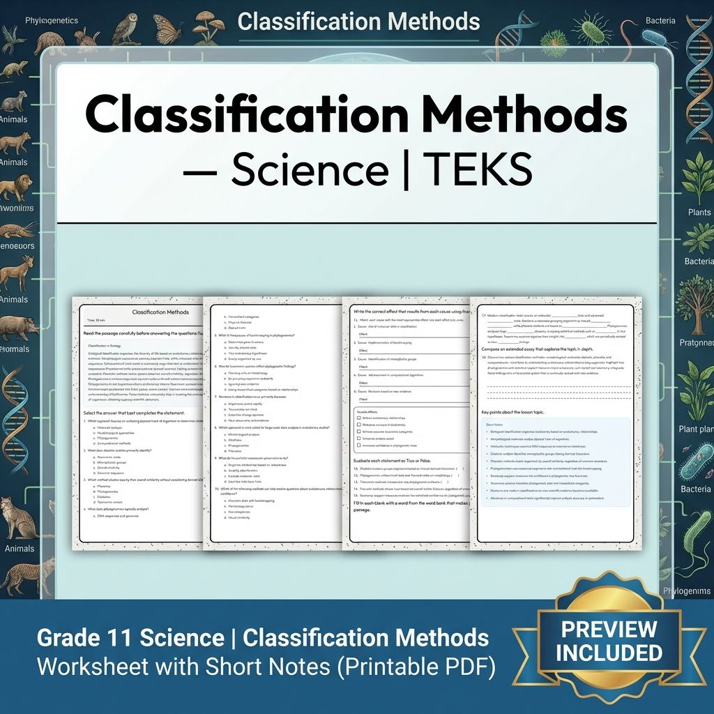Grade 11 Science Worksheet Bundle | Genetics, Evolution & Human Body (PDF) — included worksheet 45