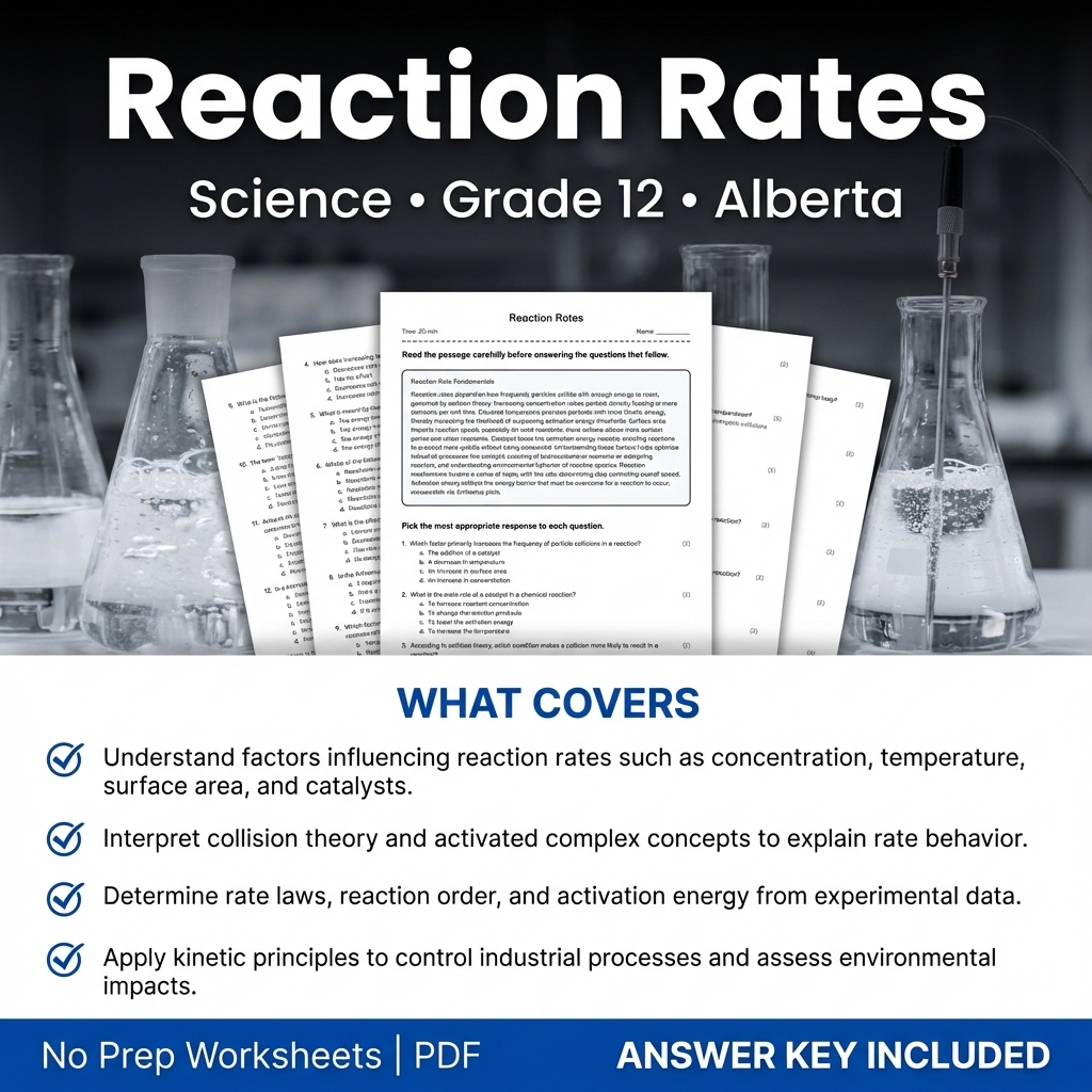 Reaction Rates Worksheet | Alberta Grade 12 Science Practice