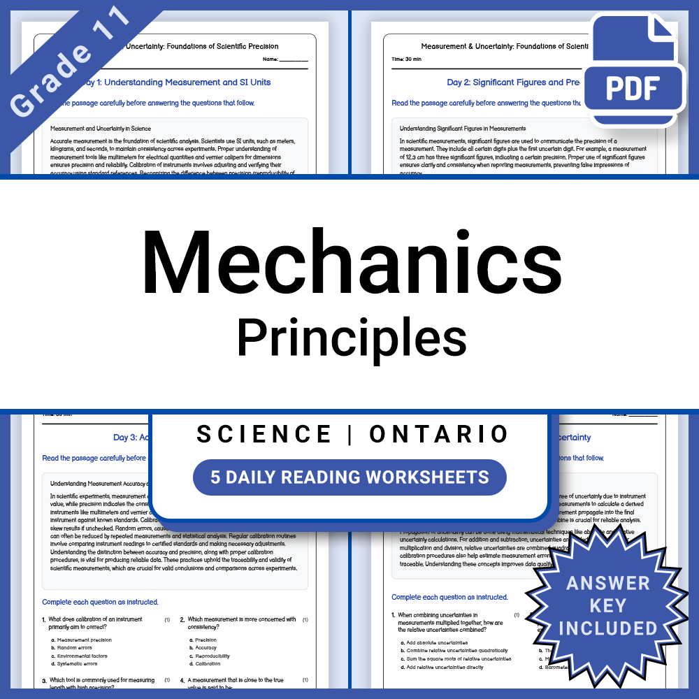 Grade 11 Science Lesson Bundle: Comprehensive Ontario Curriculum Resources — included worksheet 11