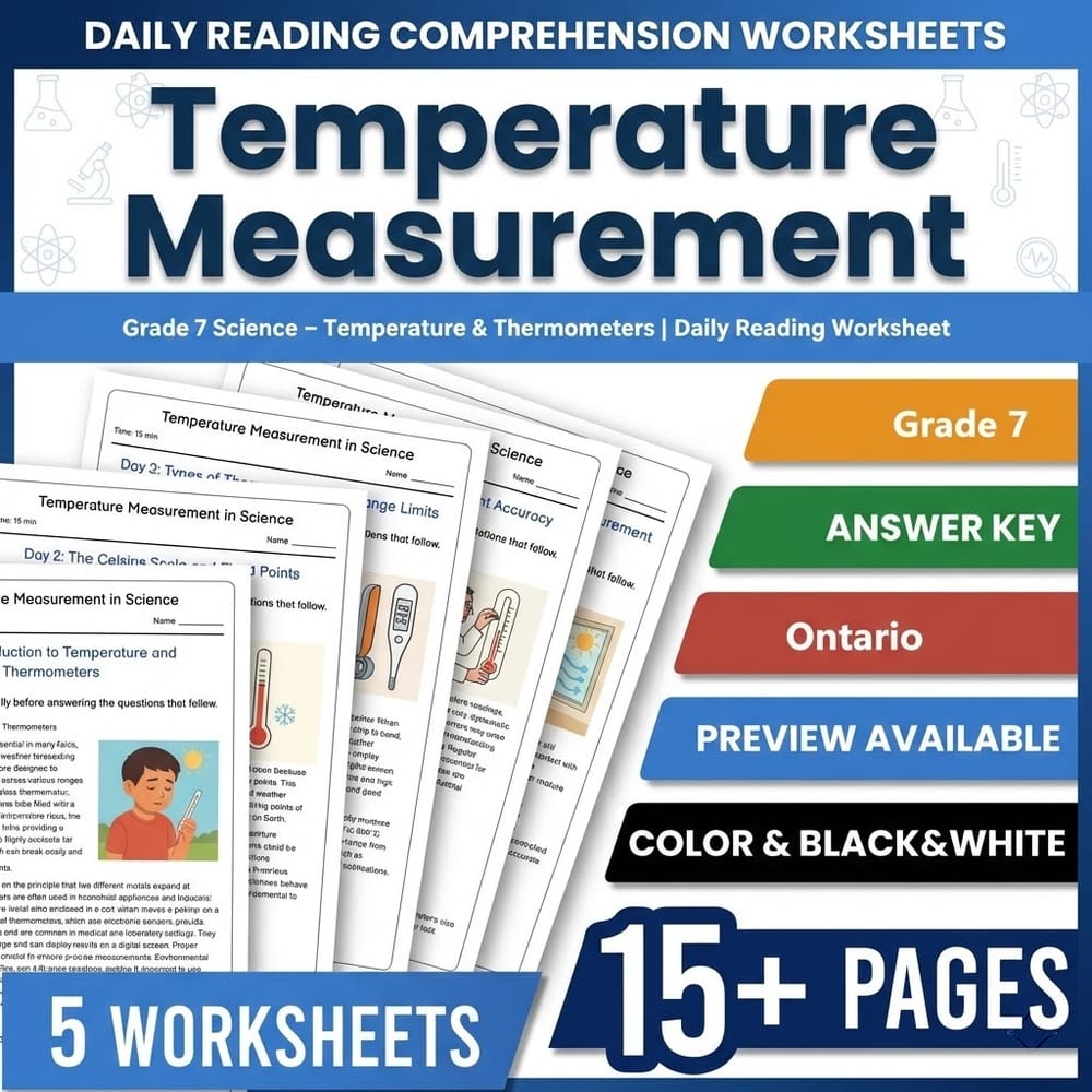 Thermal Energy Grade 7 Science Daily Reading Worksheets Bundle | Ontario — included worksheet 11