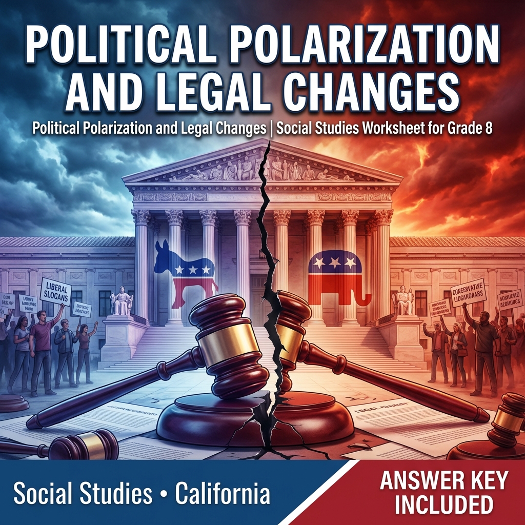 Political Polarization and Legal Changes | Social Studies Worksheet for Grade 8