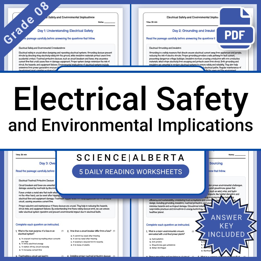Grade 8 Science Lesson Bundle — Electricity, Circuits & Energy — included worksheet 10