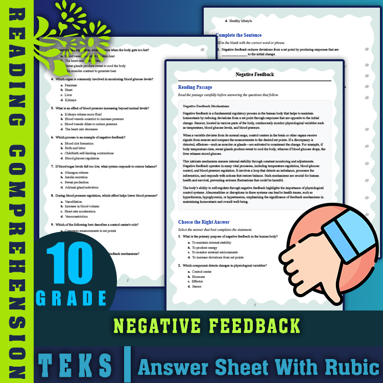 Grade 10 Science reading worksheets worksheet — 10th Grade Science | Negative Feedback Reading Worksheet with PDF Answer K…