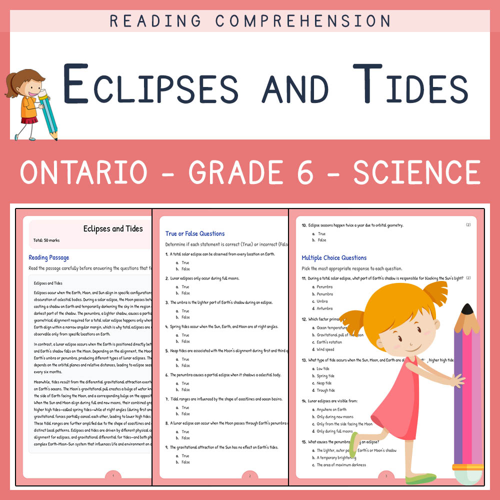 Grade 6 Science worksheet worksheet — Grade 6 Science | Eclipses and Tides Worksheet (PDF + Answer Key) – Ontario Standard…