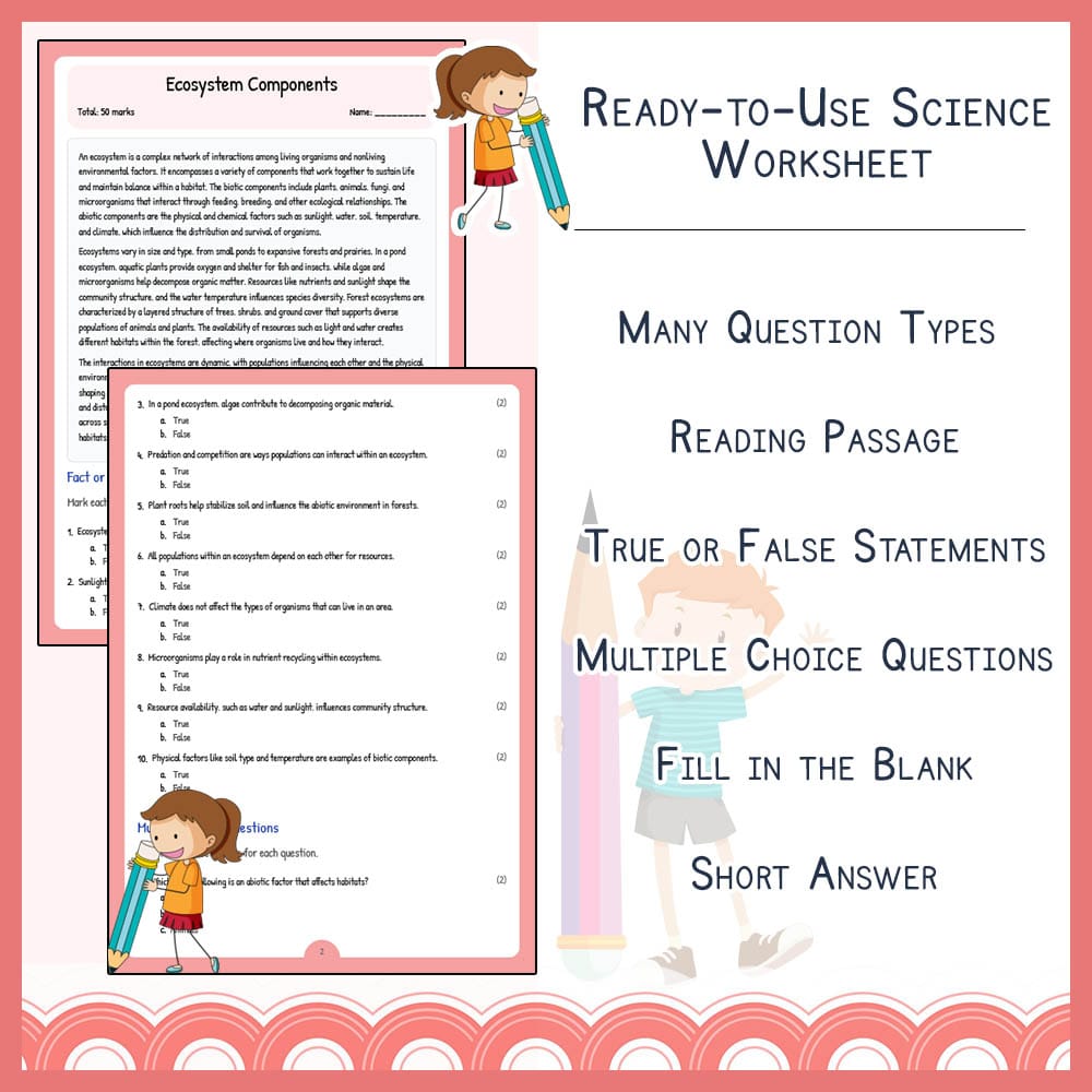 Grade 6 Science worksheet elena worksheet — Grade 6 Science | Ecosystem Components Worksheet | TEKS-Aligned — page 2