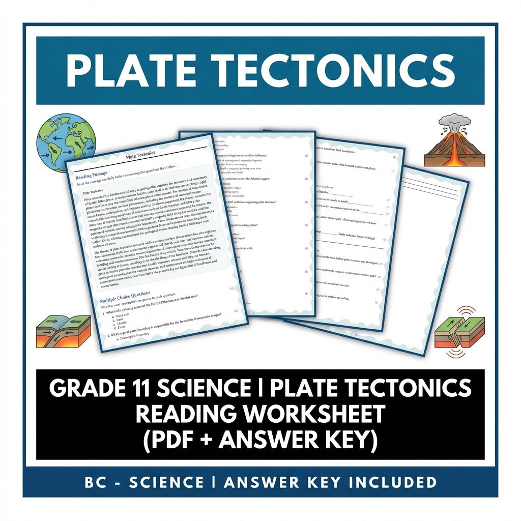 Grade 11 Science | Plate Tectonics Reading Worksheet (PDF + Answer Key)
