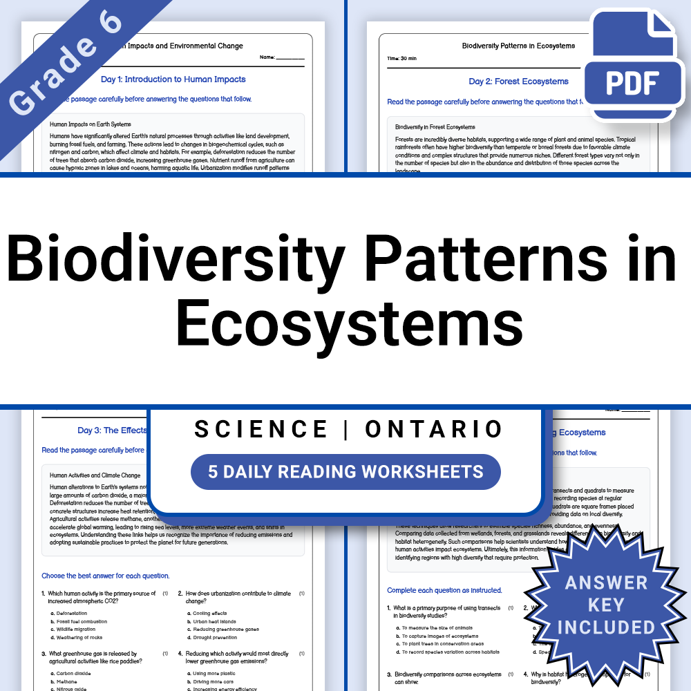 Grade 6 Science Biodiversity Lesson Bundle – Ecosystems and Conservation — included worksheet 13