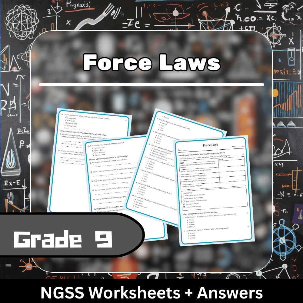 Grade 9 Science | Force Laws Worksheet (NGSS Aligned + PDF) – Science