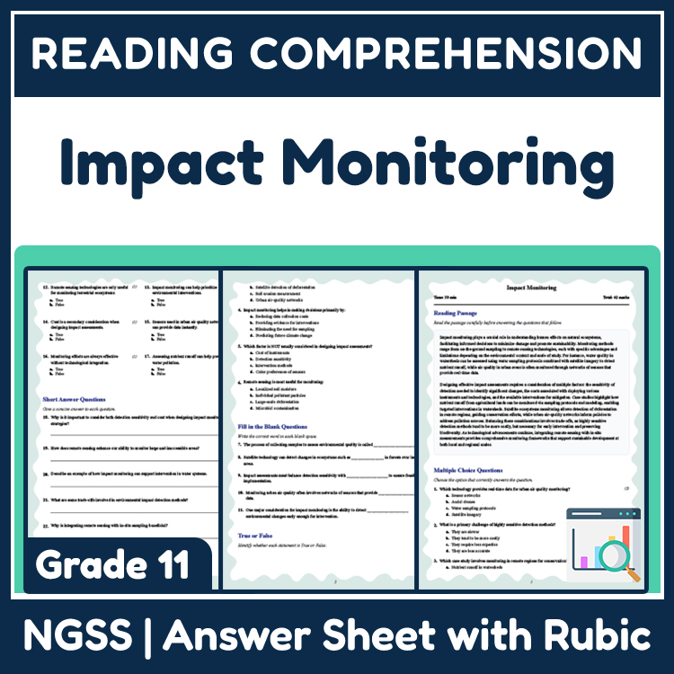 Grade 11 Science reading worksheets worksheet — Grade 11 Science | Impact Monitoring Reading Worksheet (PDF + Answer Key)…
