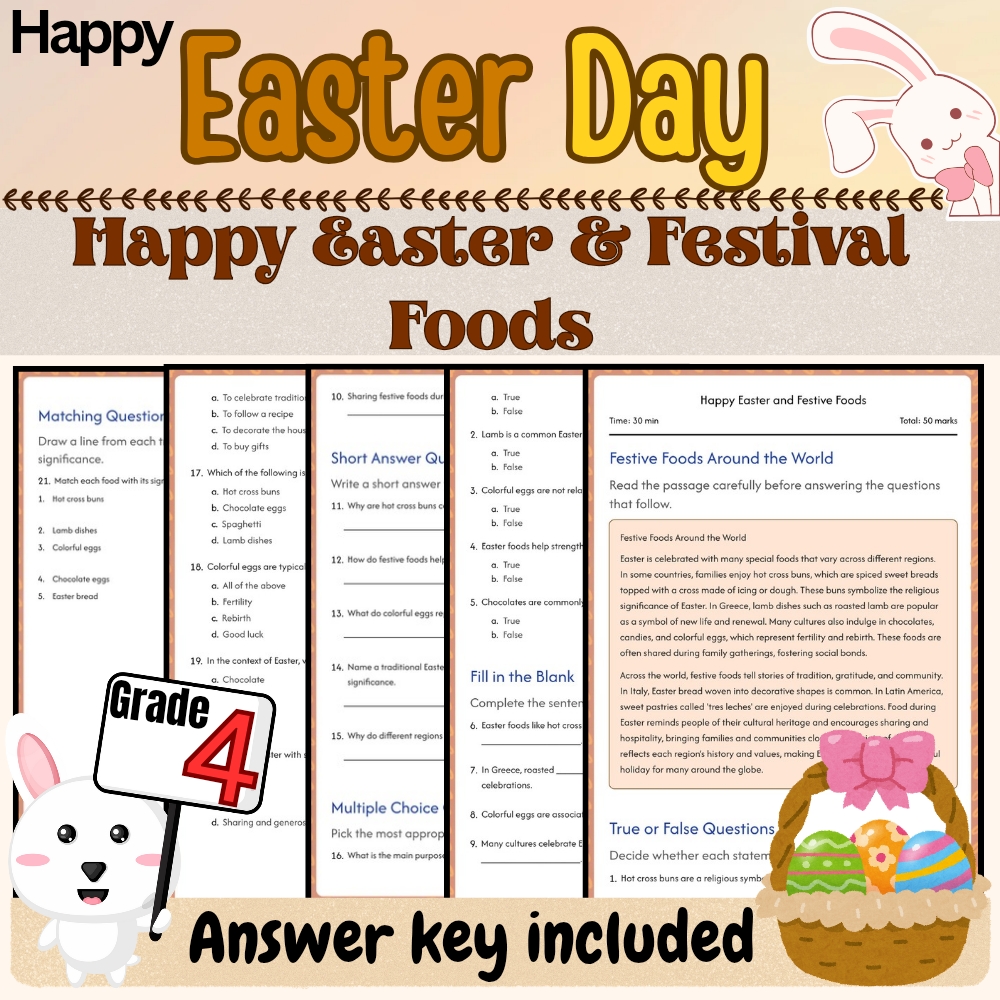 Grade 4 Seasonal Holidays Bundle | Easter & Spring Worksheets (PDF + Answer Key) — included worksheet 3