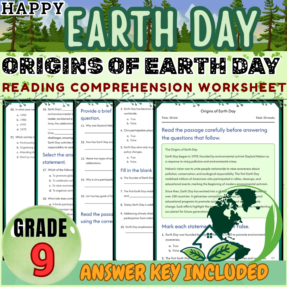 Grade 9 Earth Day Unit | Environmental Justice & Climate Change Worksheets — included worksheet 5