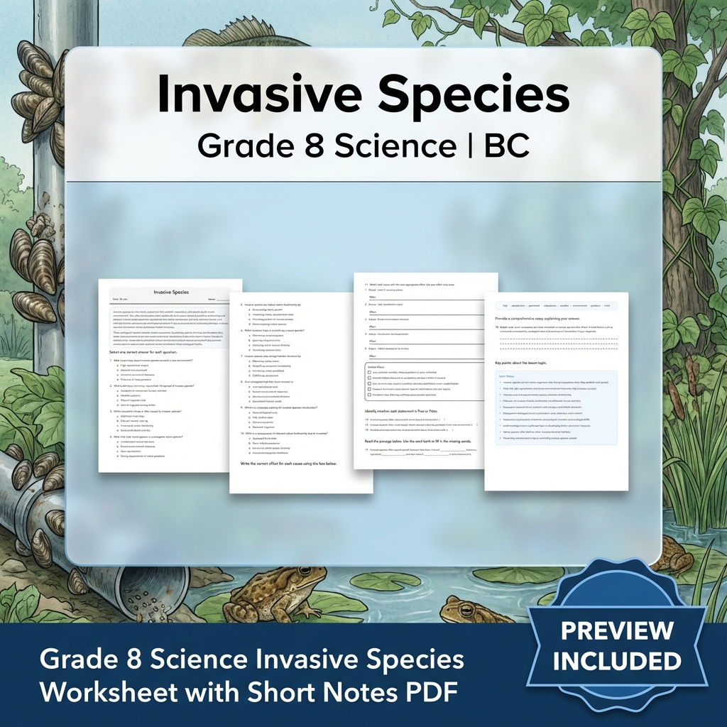 Grade 8 Science Lesson Bundle | Ecosystems, Biodiversity & Environmental Impacts — included worksheet 12