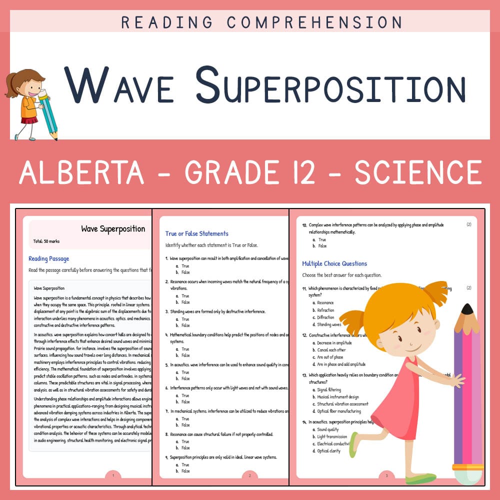 Grade 12 Science worksheet elena worksheet — Grade 12 Science | Wave Superposition Worksheet | Alberta Standards — page 1