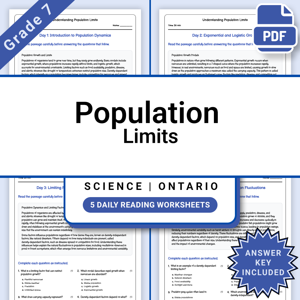 Grade 7 Science Lesson Group Bundle | Ecology & Ecosystems Framework — included worksheet 10