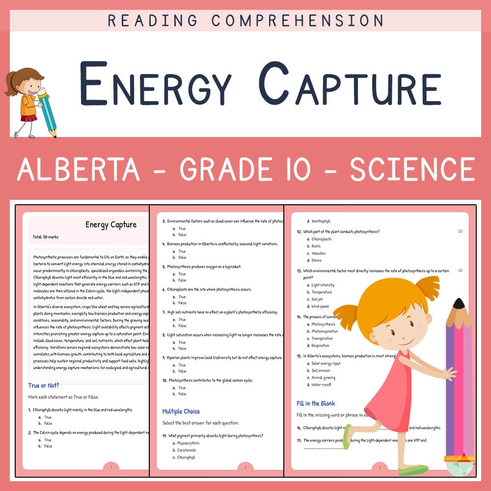 Grade 10 Science worksheet elena worksheet — Grade 10 Science | Energy Capture Worksheet | Alberta Standards — page 1