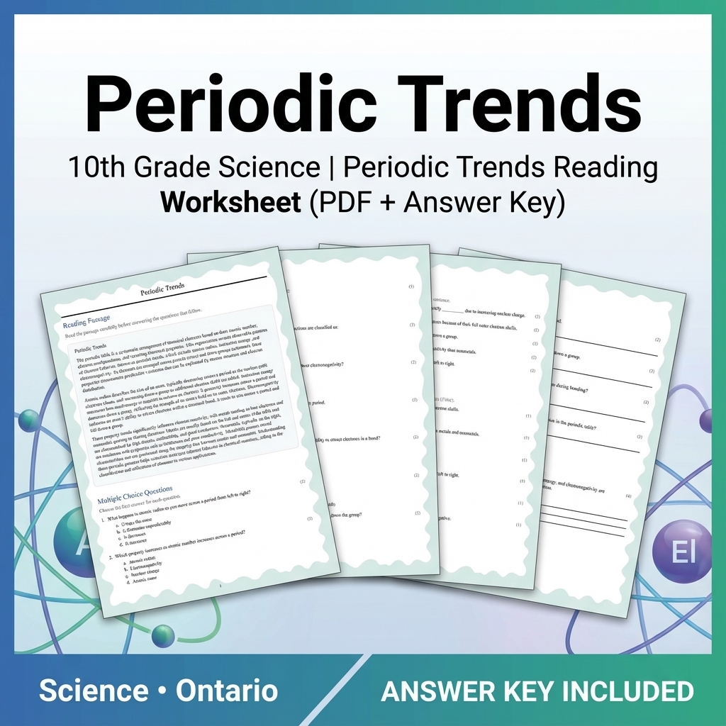 Grade 10 Science Unit Bundle | Chemistry, Atomic Structure & Reactions — included worksheet 10