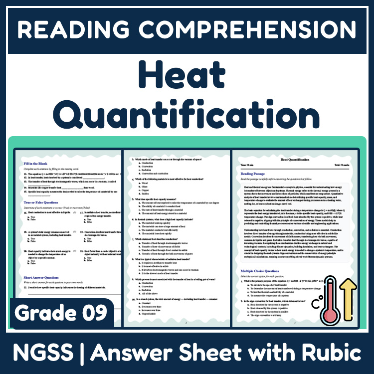 Grade 9 Science reading worksheets worksheet — Grade 9 Science | Heat Quantification Reading Worksheet & Answer Key (PDF)…