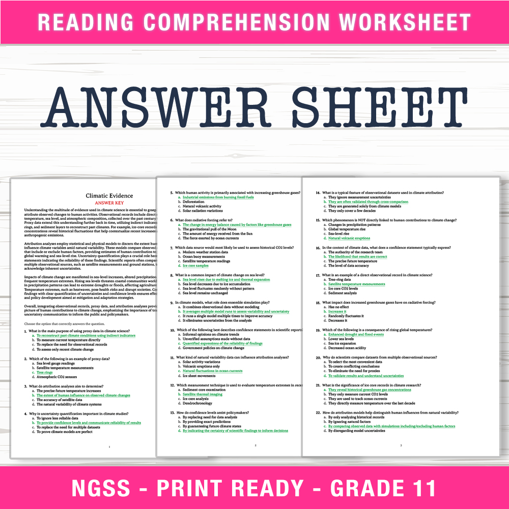 Grade 11 Science worksheet worksheet — Grade 11 Science | Climatic Evidence Worksheet (PDF + Answer Key) — page 2