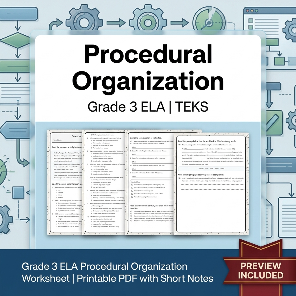 Grade 3 ELA Writing, Reading, and Research Skills Full-Year Bundle TEKS — included worksheet 36