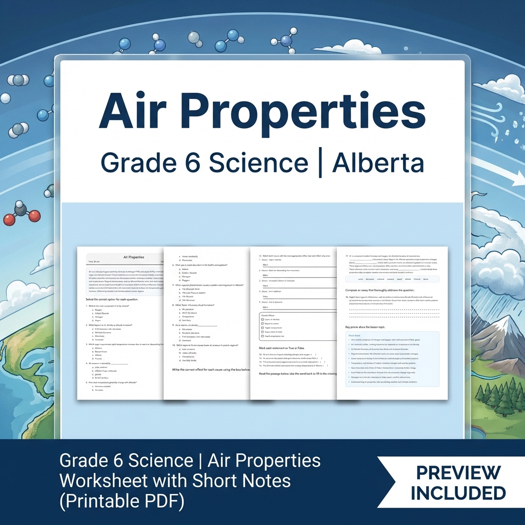 Grade 6 Science Alberta | 60-Worksheet Comprehensive Science Bundle  — included worksheet 51