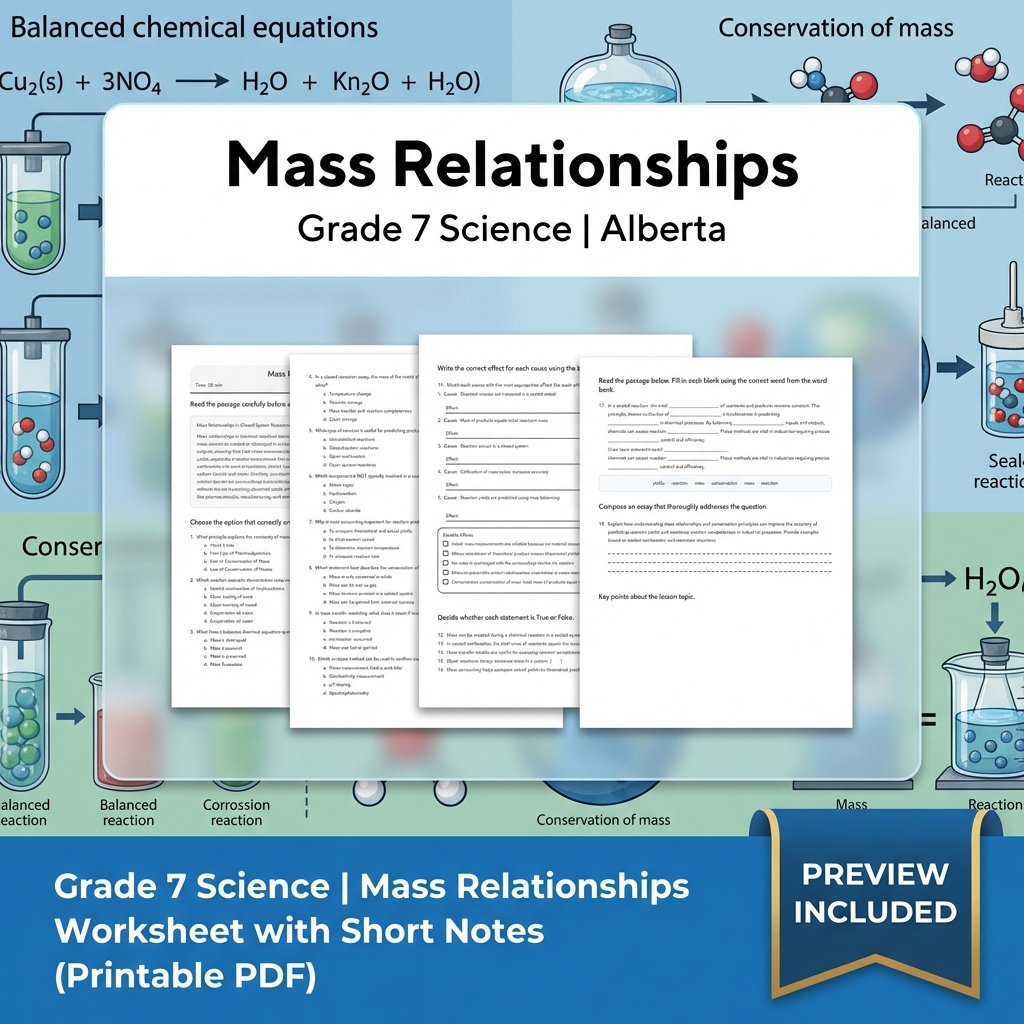 Grade 7 Science | Matter & Chemical Change UNIT Worksheet Bundle  — included worksheet 14