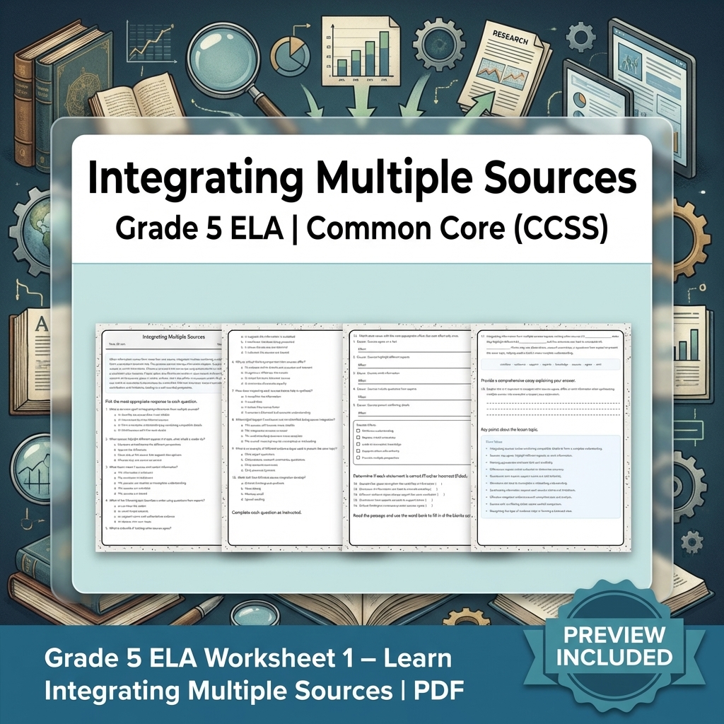 Grade 5 Reading & Text Evidence ELA Lesson Bundle | Common Core (CCSS) — included worksheet 7