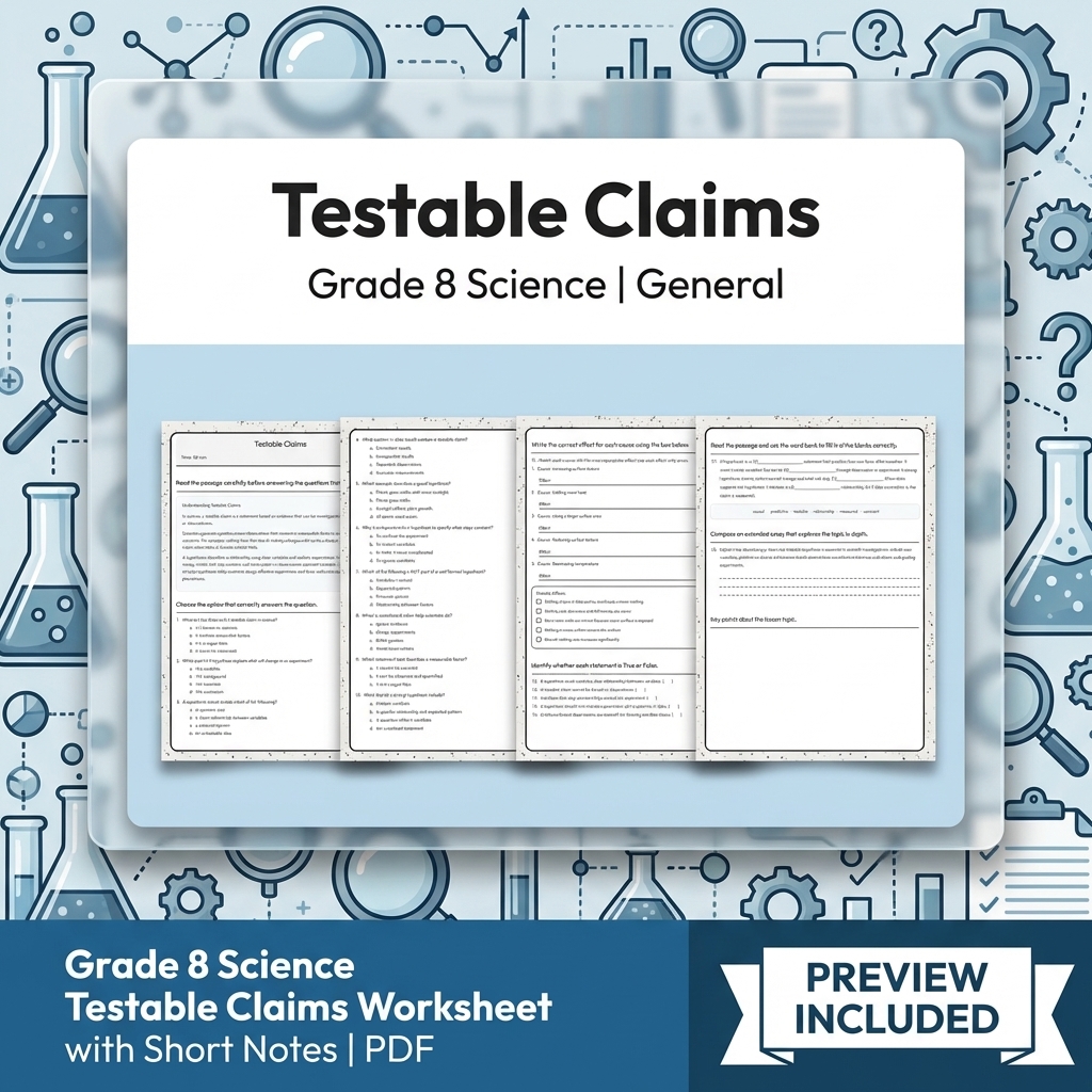 Grade 8 Science Data, Models & CER Full-Year Bundle: General Framework — included worksheet 32