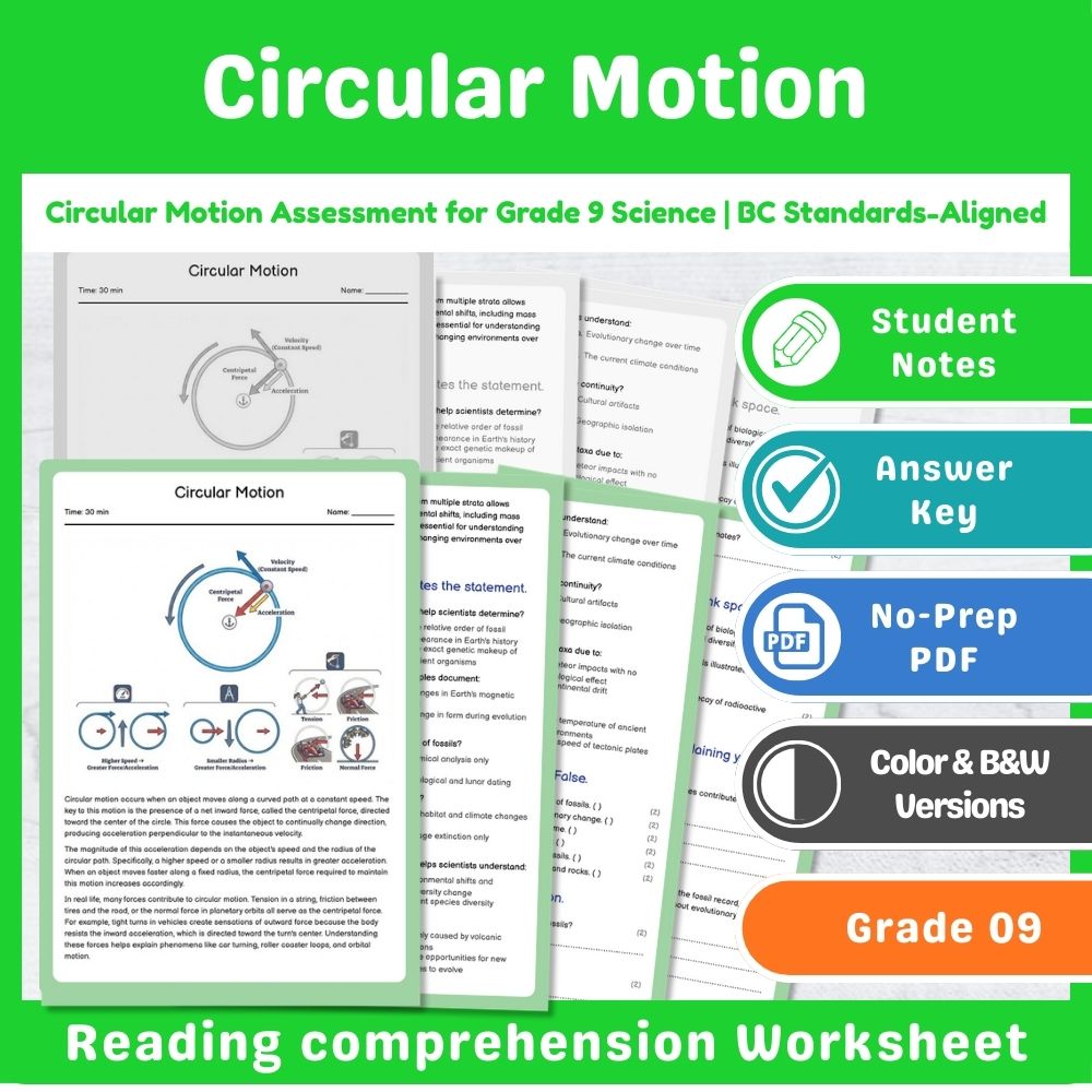 Grade 9 Science Mini Bundle – Forces and Motion Standards-Aligned Not Specified — included worksheet 14