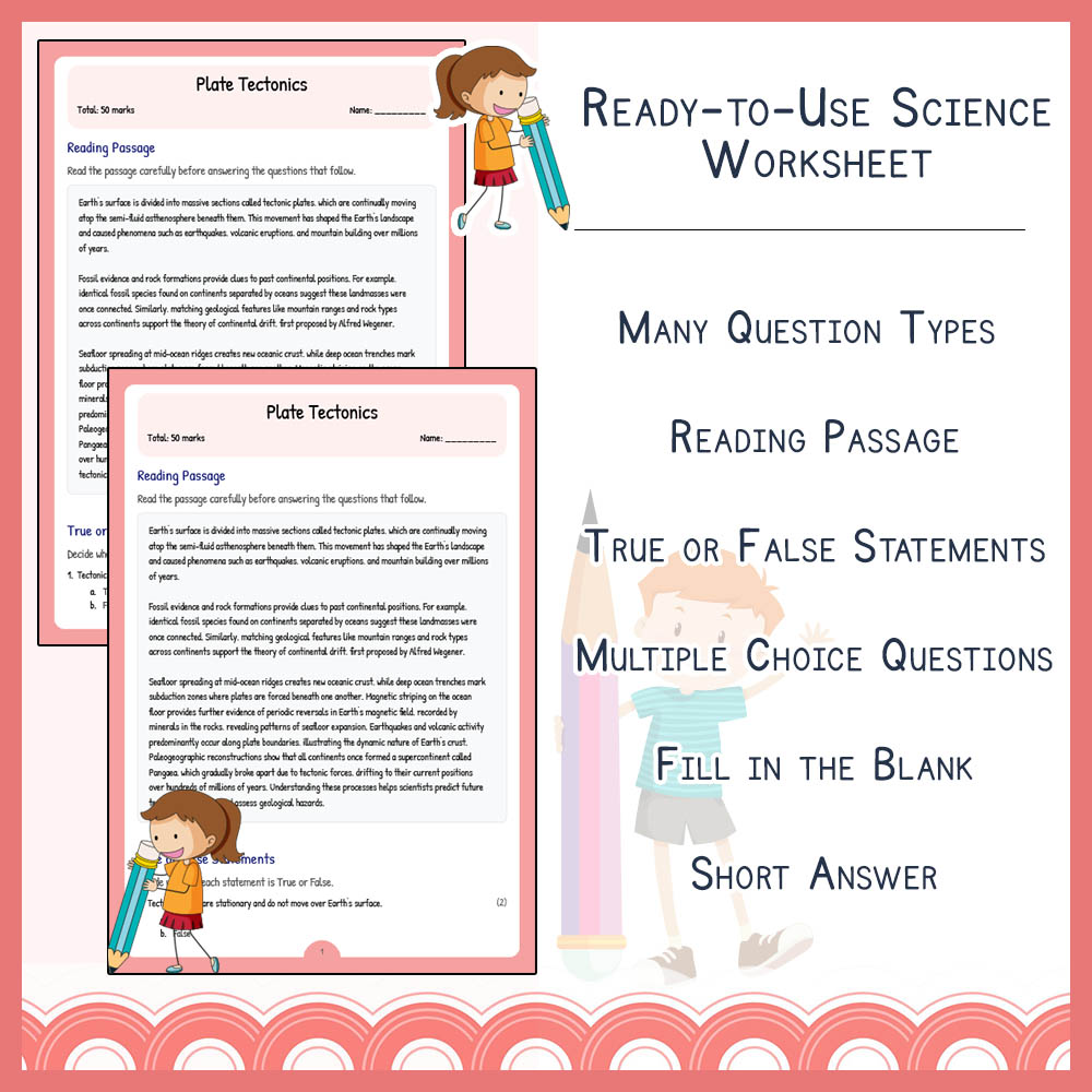 Grade 7 Science worksheet worksheet — Grade 7 Science | Plate Tectonics Worksheet & Answer Key (NGSS Aligned) — page 2